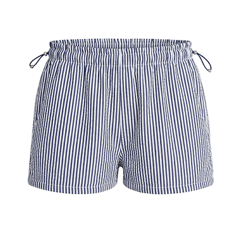 Women's Striped Seersucker Bungee Shorts, 2