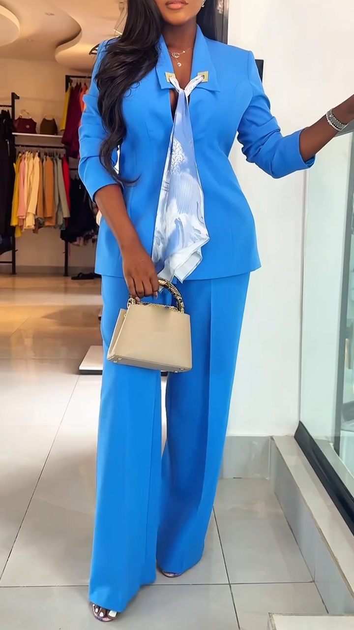 Womens Collar Jacket+ Pants Temperament Commuting Suit