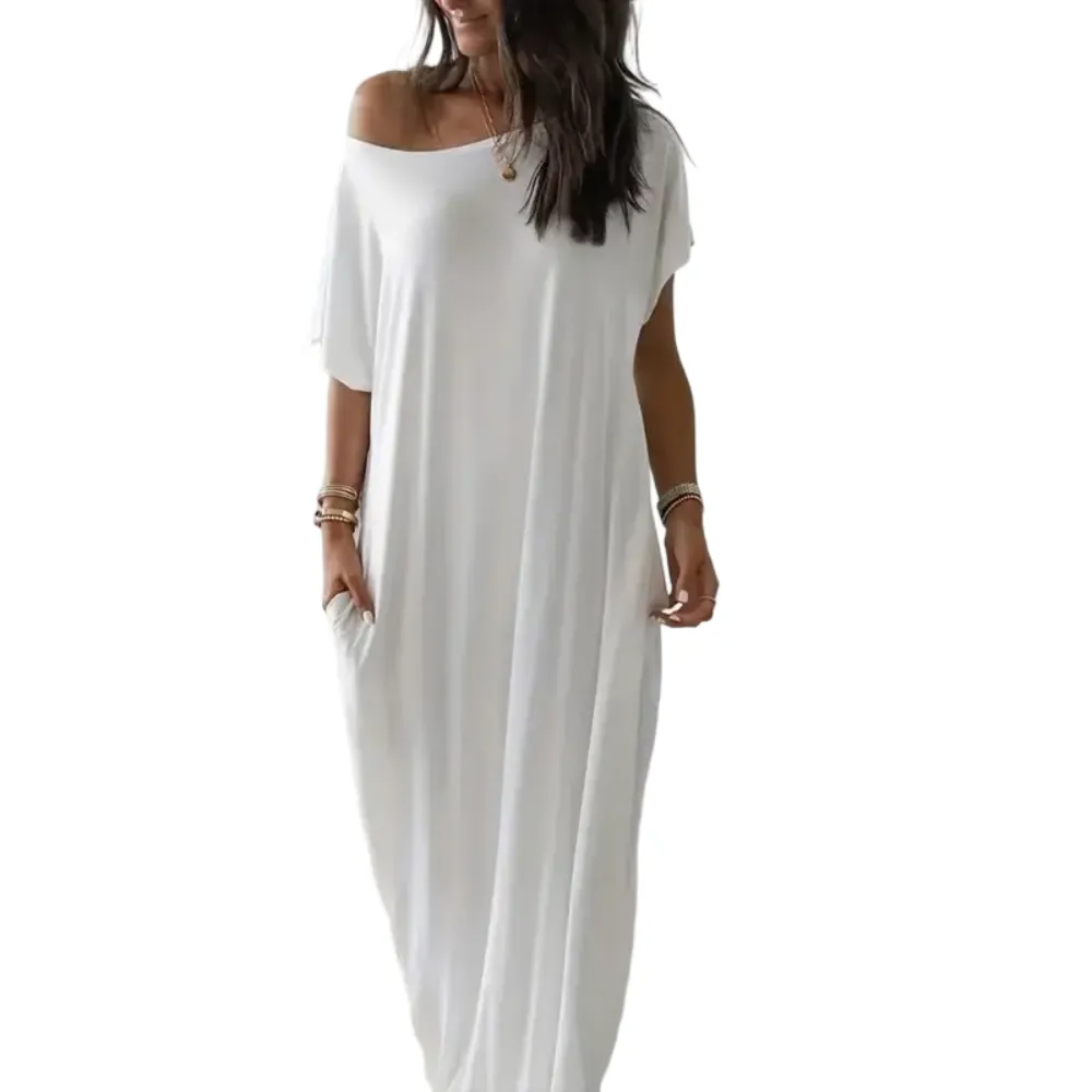 Women's Solid Color Batwing Sleeve Lounge Dress