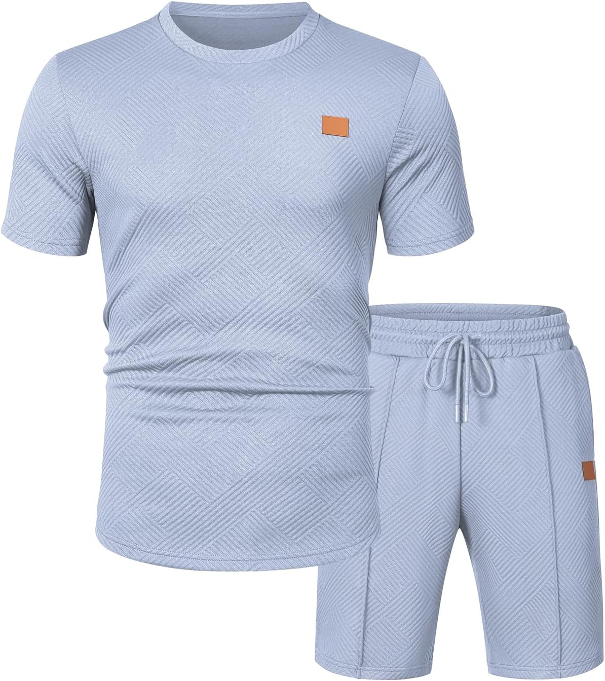 Men's Casual T-Shirts and Shorts Set Summer Jacquard Outfits Short Sleeve Polo Suit 2 Piece Shorts Sweatsuits