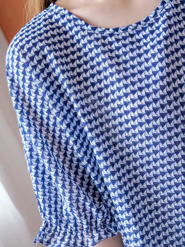 Casual Split-Joint Plaid Round-Neck Batwing Sleeves T-Shirts