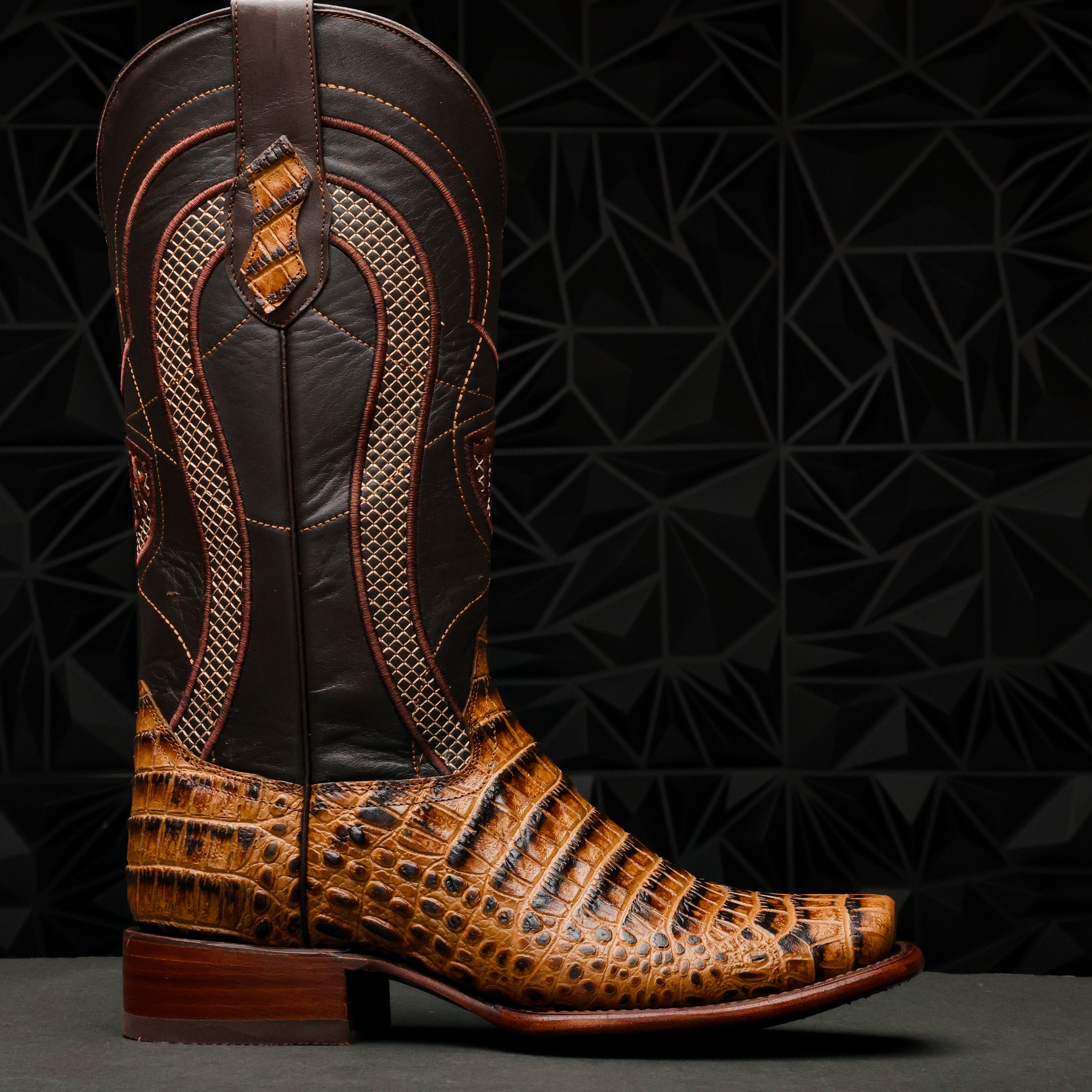 Honey Caiman Belly Leather Boots - Cutter Toe