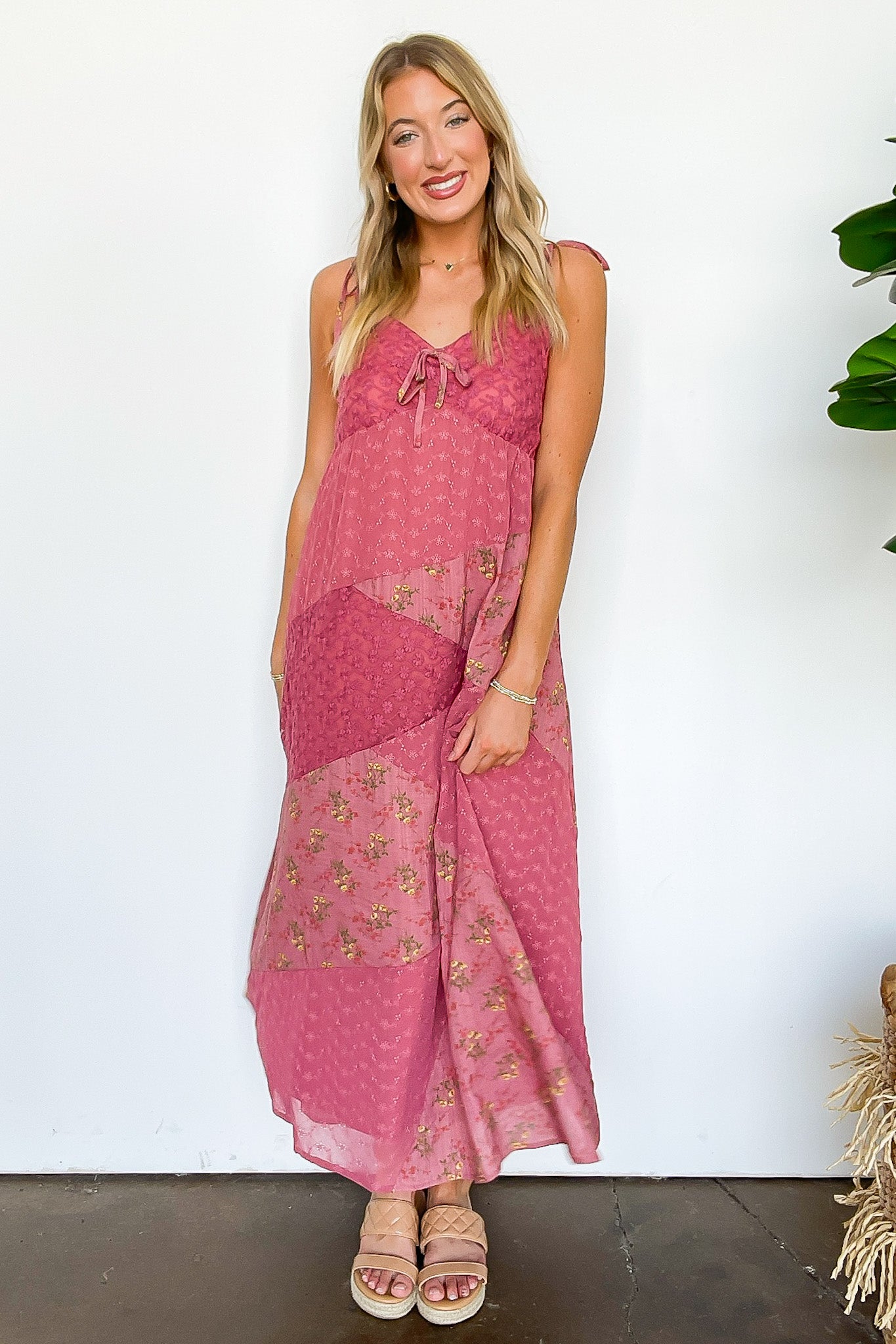 Floral Lace Mix Patchwork Maxi Dress
