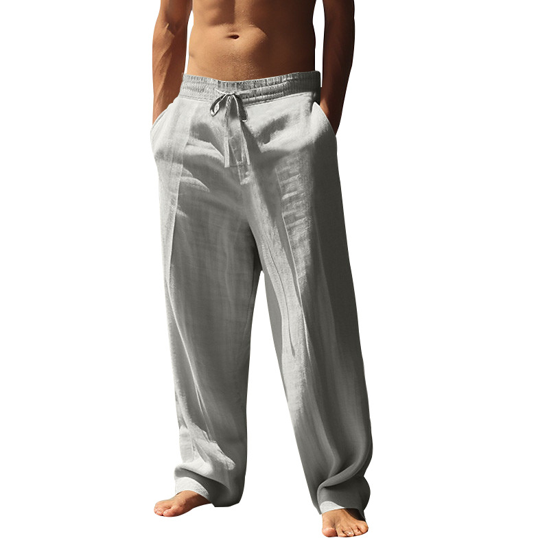 Men's sports linen straight pants
