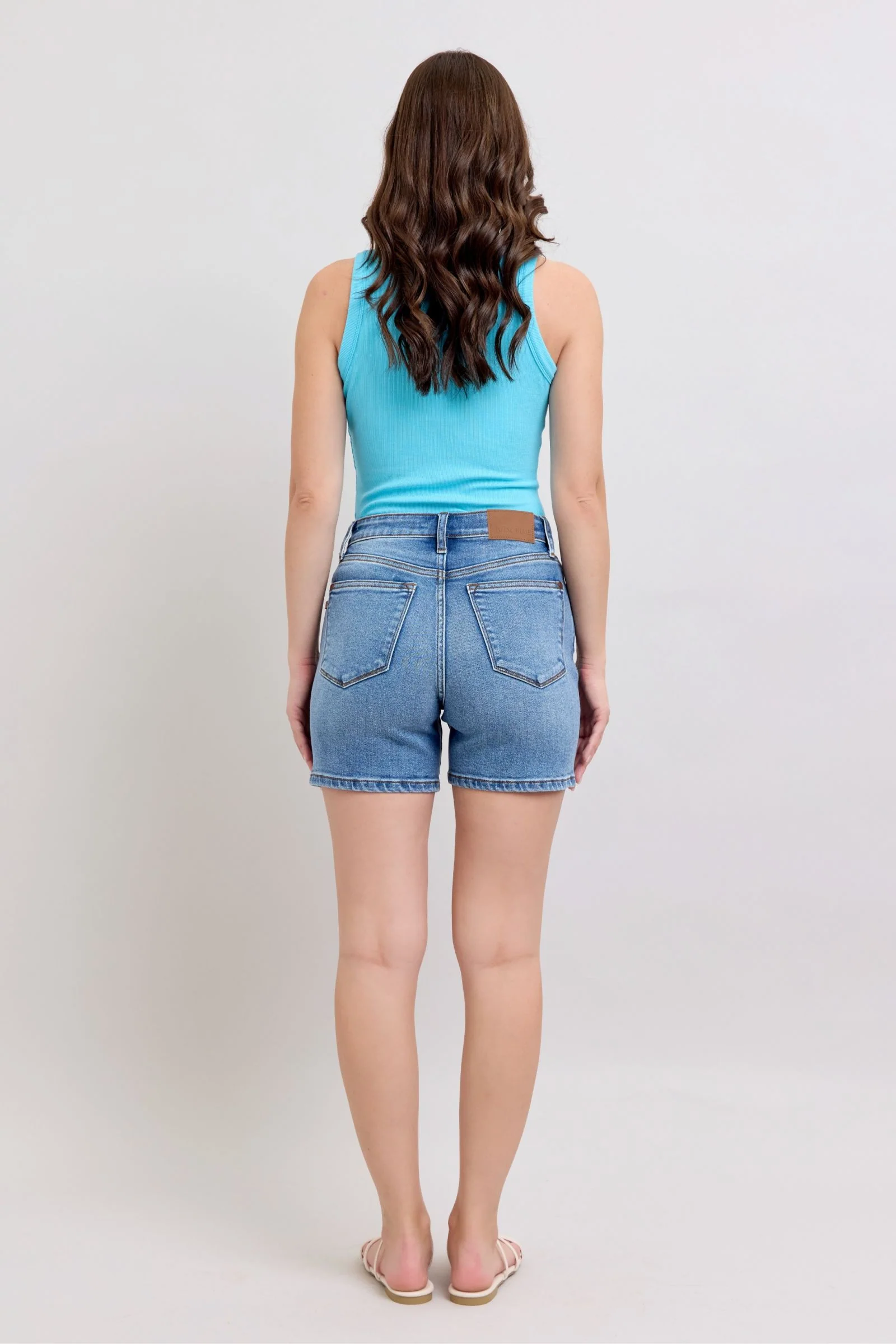 2 Button Denim Shorts with Pockets