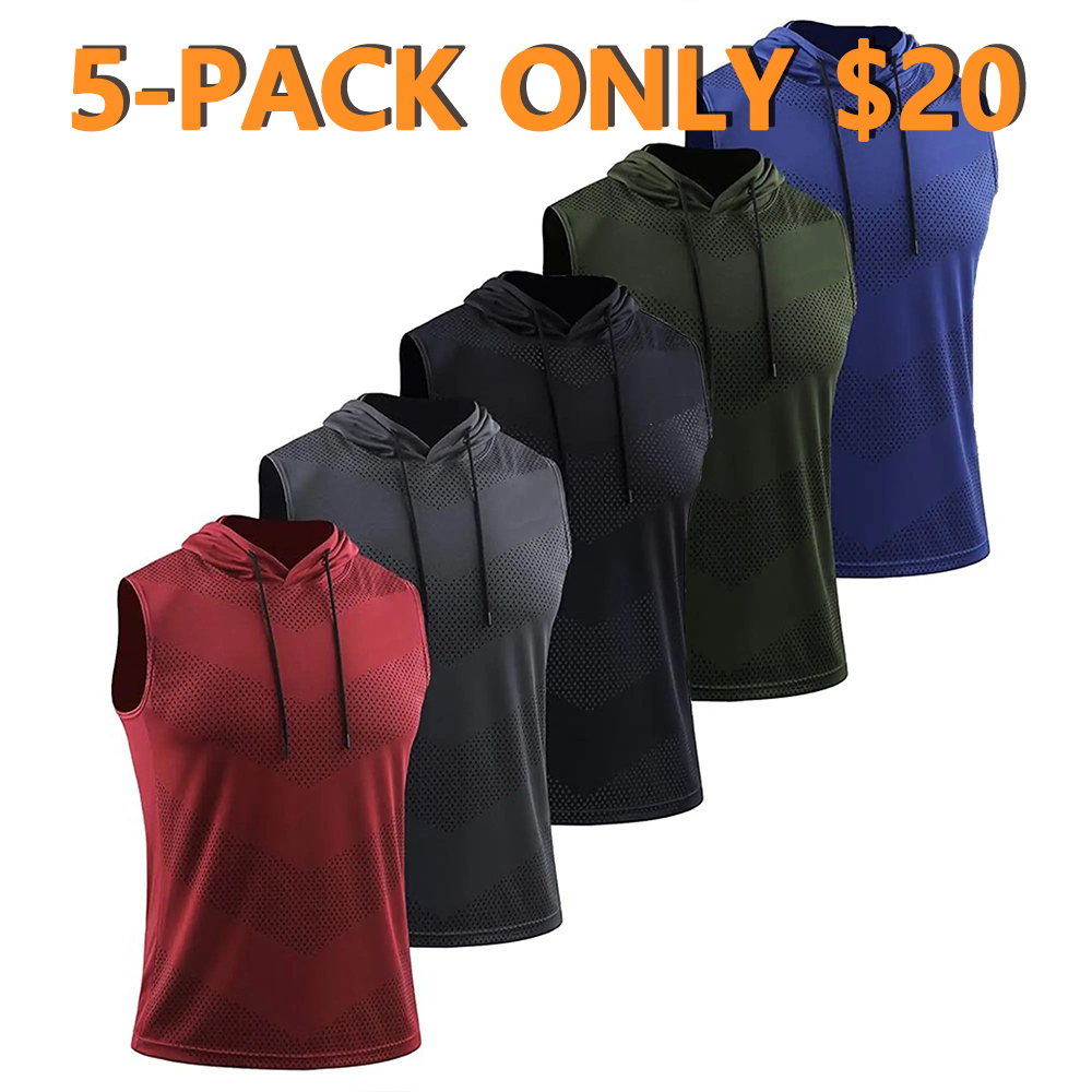 Men's Workout Tank Tops 3 Pack Sleeveless Running Shirts with Hoodie Sports Fitness Vest Sports Vests SpringStatements