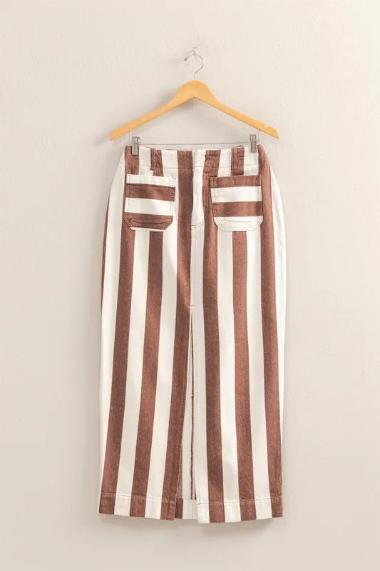 Striped Pocket Detail Maxi Skirt