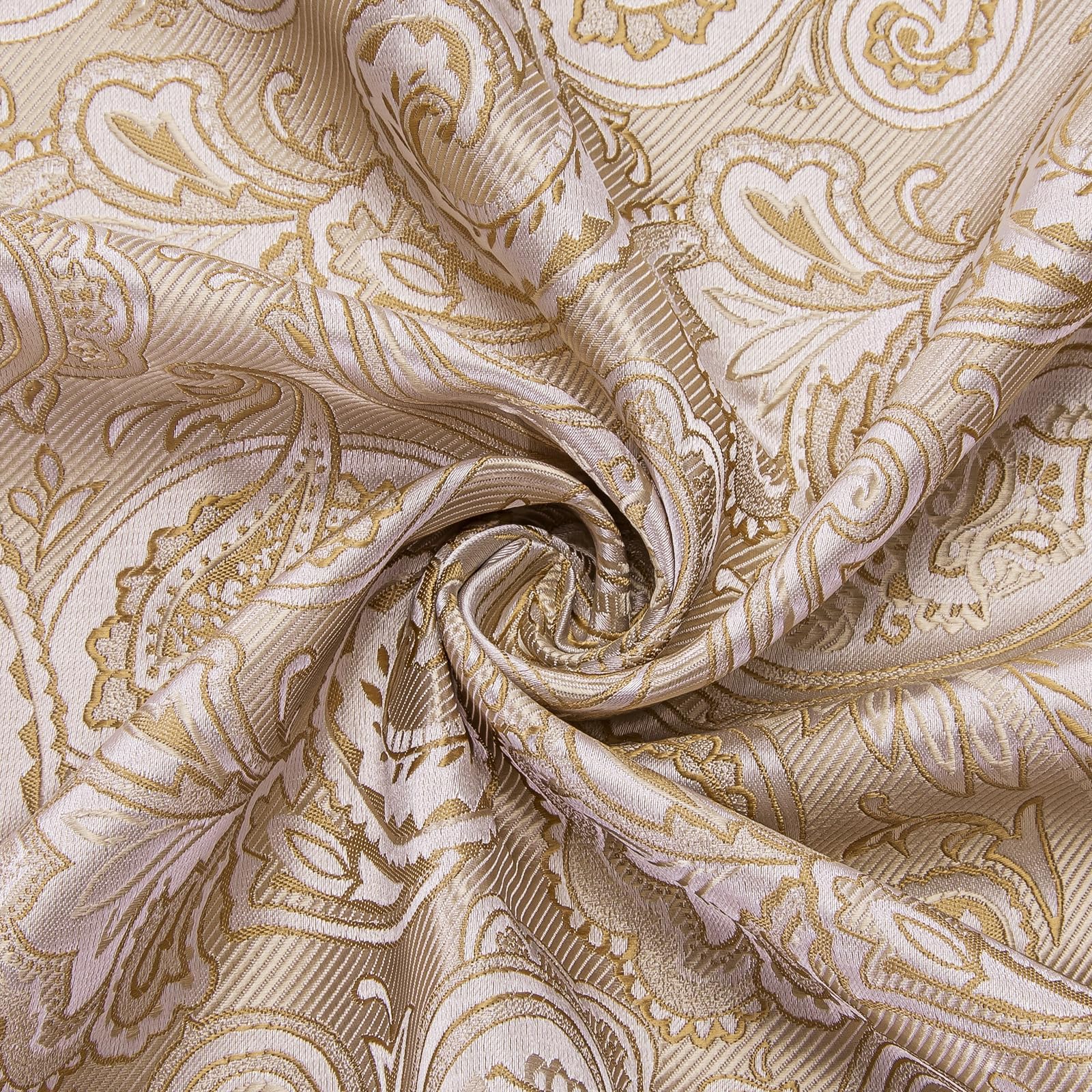 Men's Paisley Dress Shirt Long Sleeve Wrinkle Free Button Down Cowboy Shirts - Champagne Gold&paisley