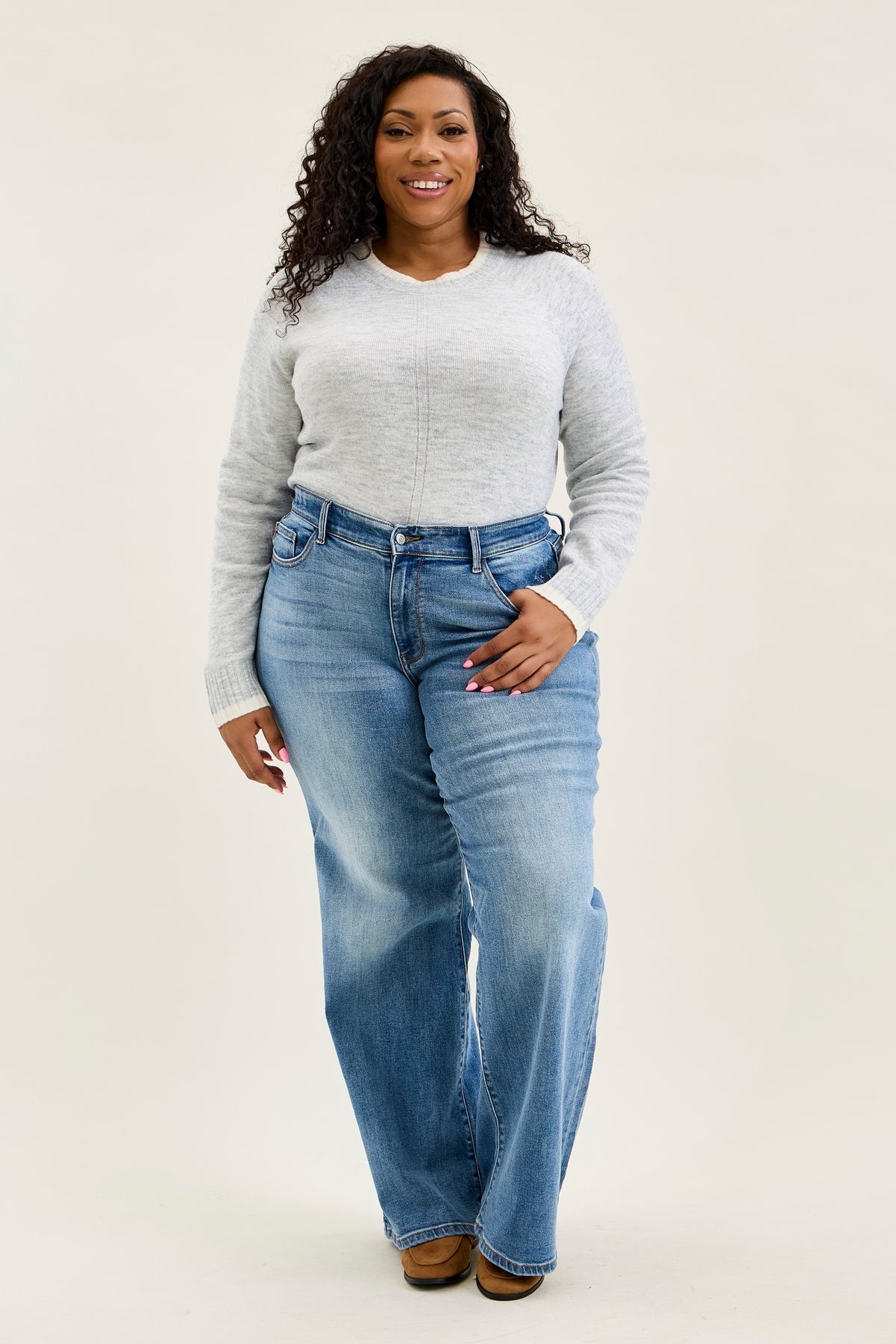 Lux Brushed Indigo Vintage Wide Leg - PLUS