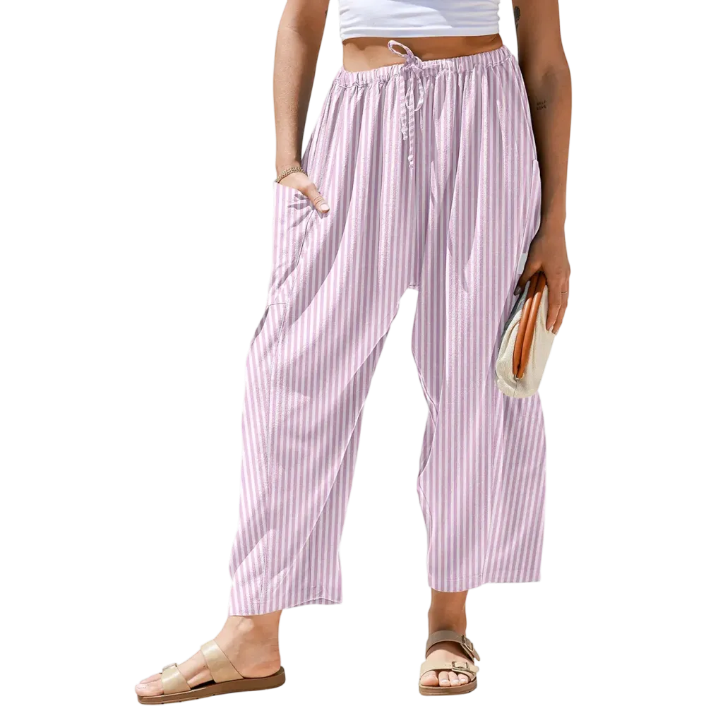 Womens Wide Leg Gingham Striped Plaid Pants