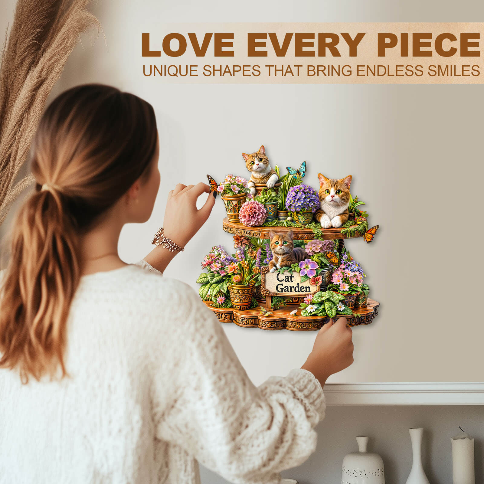 Cat Garden Wooden Jigsaw Puzzle