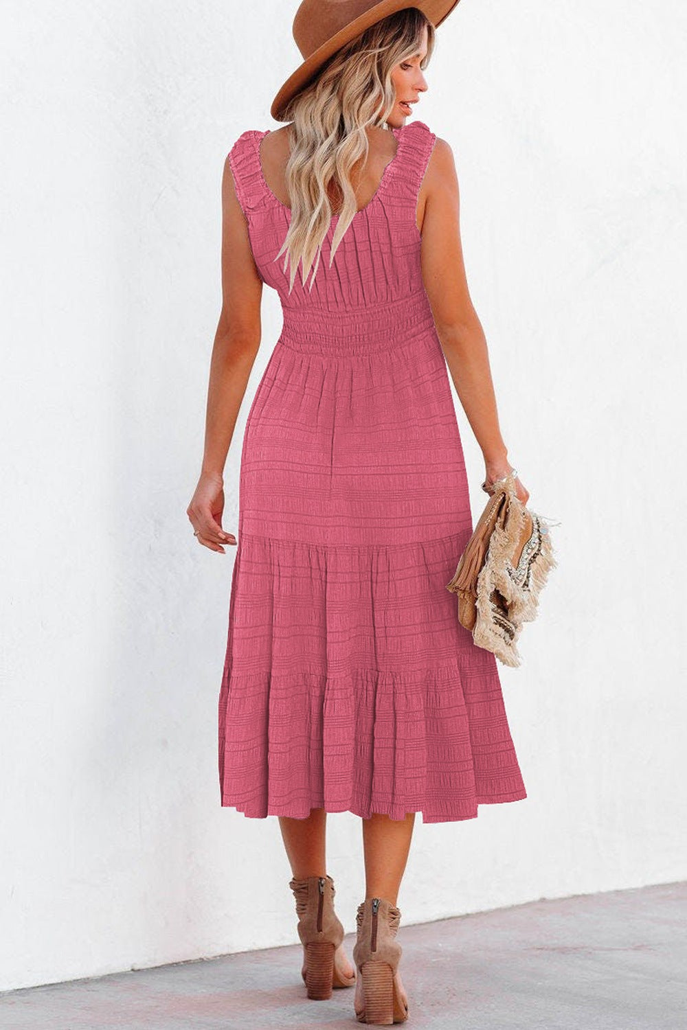 Scoop Neck Wide Strap Midi Dress