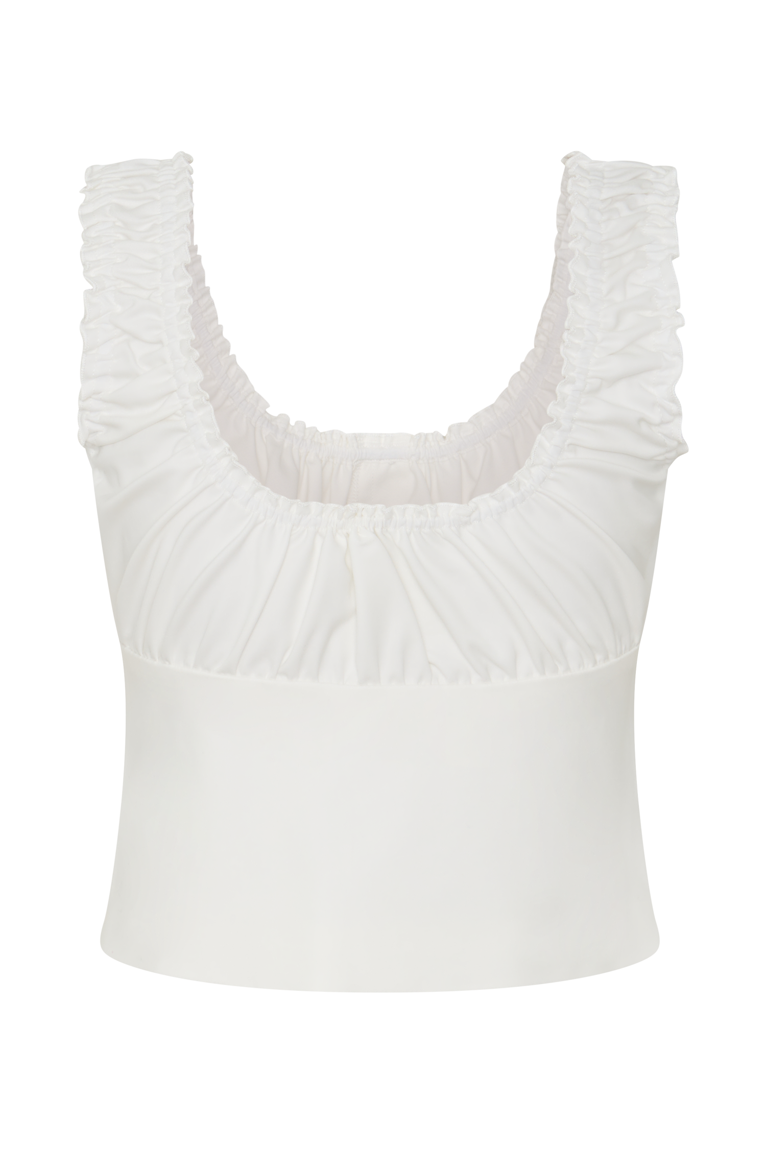 White Sleeveless Ruched Top