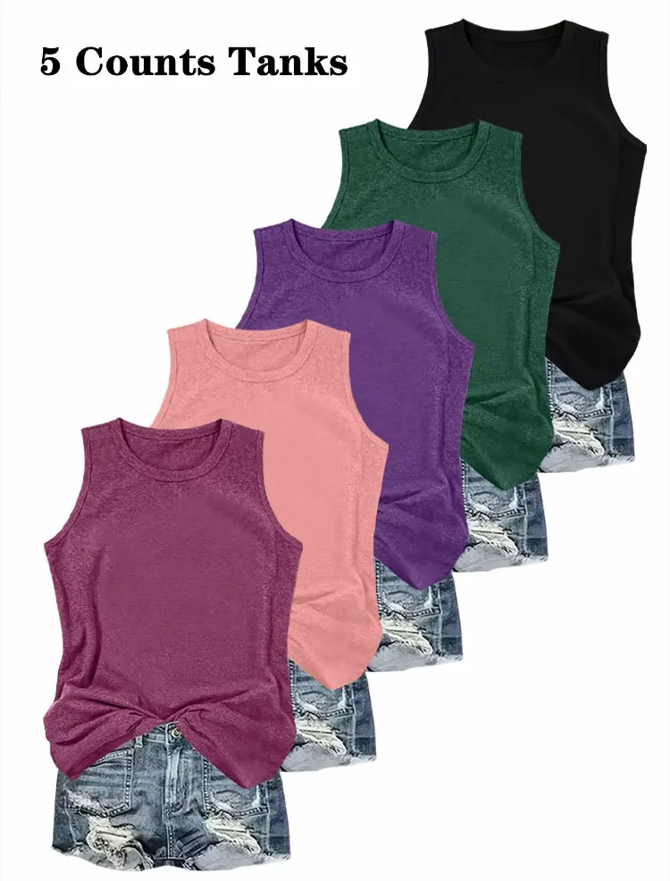 Women's Casual Solid Tank Top – Sleeveless Round Neck for Daily Wear