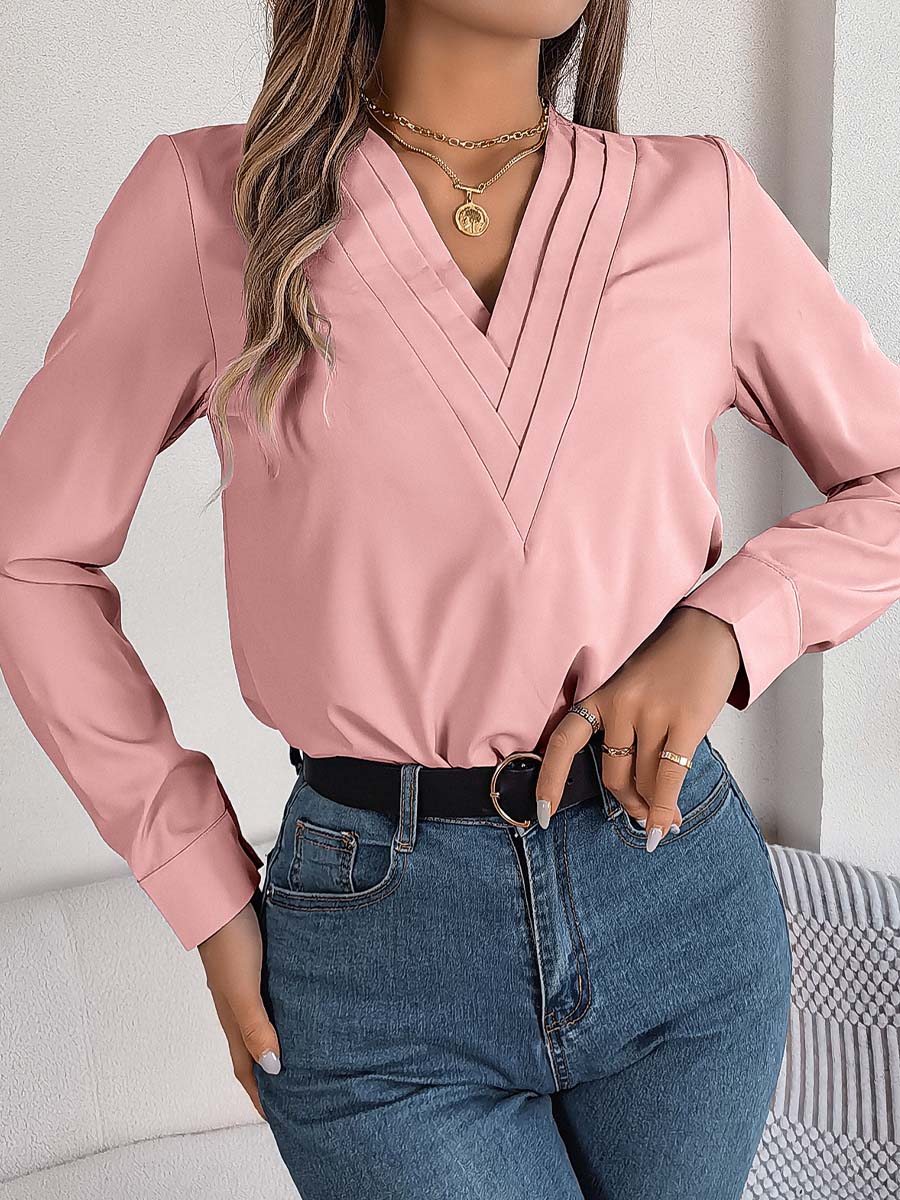 Women's V-neck Long-sleeve Shirt