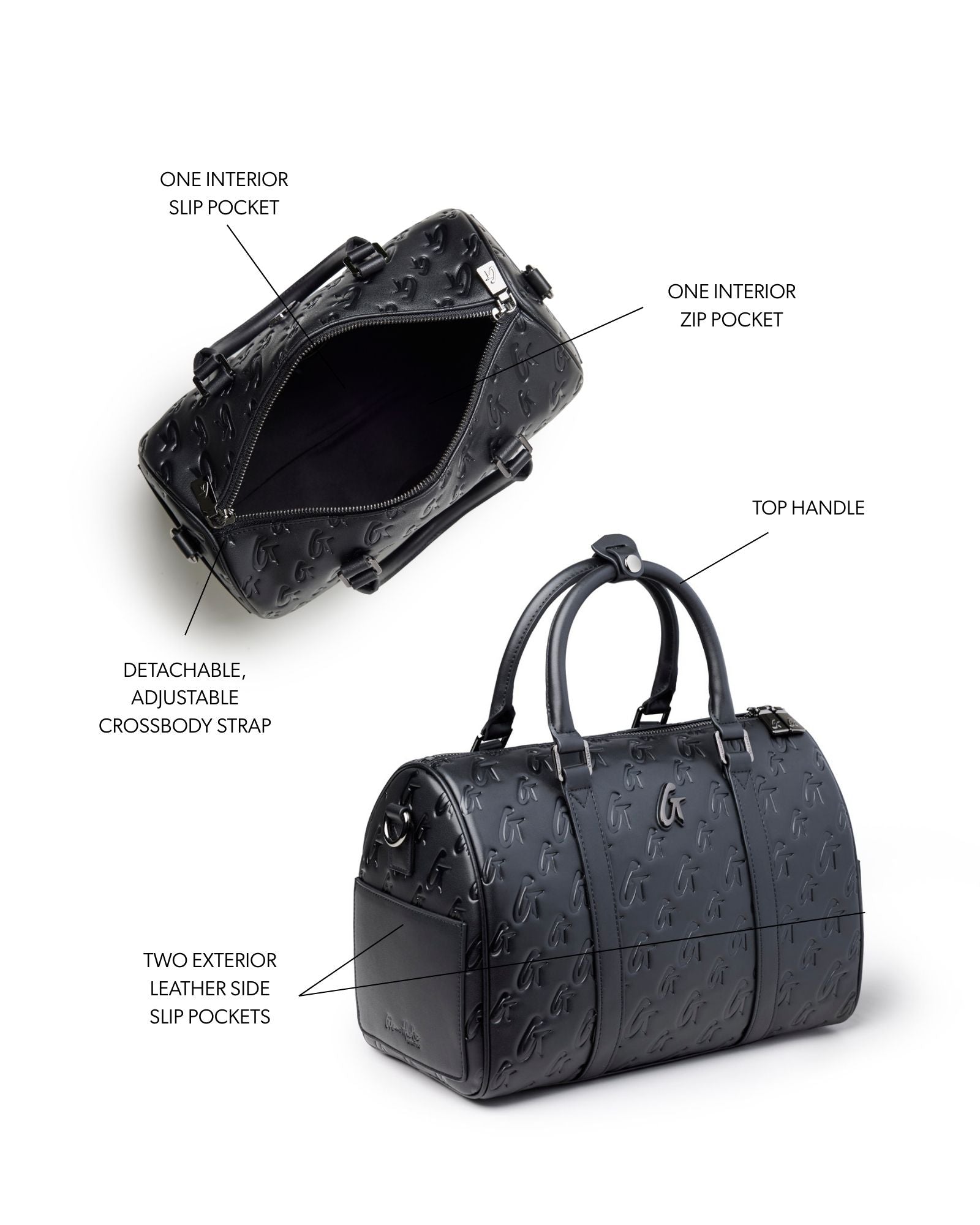 LARGE MONOGRAM GAL BOSTON BAG - BLACK