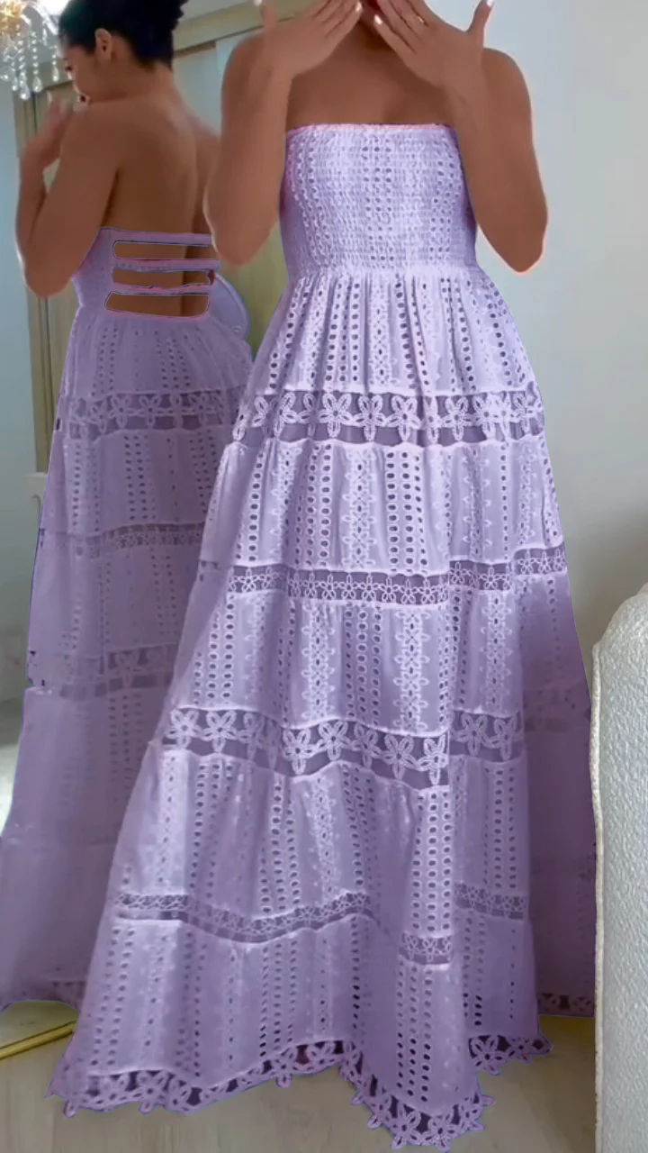 Women's Tube Top Backless Hollow Holiday Dress