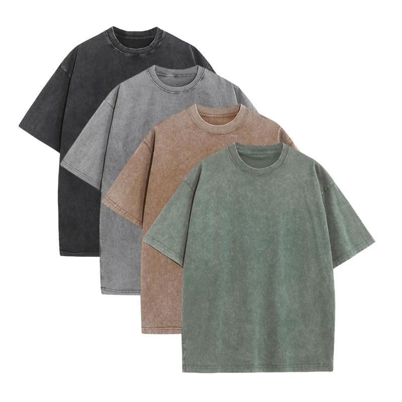 🔥Last Day Promotion!🔥1/4 Pack Oversized Tshirts for Men Gym Vintage Heavyweight T Shirts Cotton Workout Acid Wash Baggy Tees