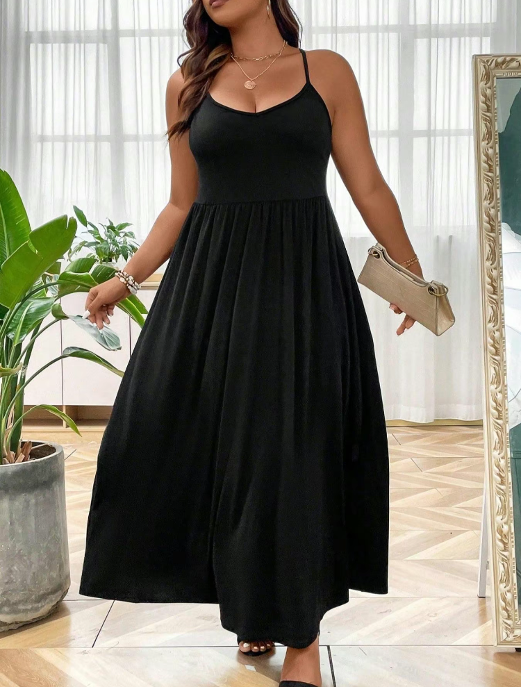 Plus Size Backless Cami Dress - Women's Sleeveless Summer Dress