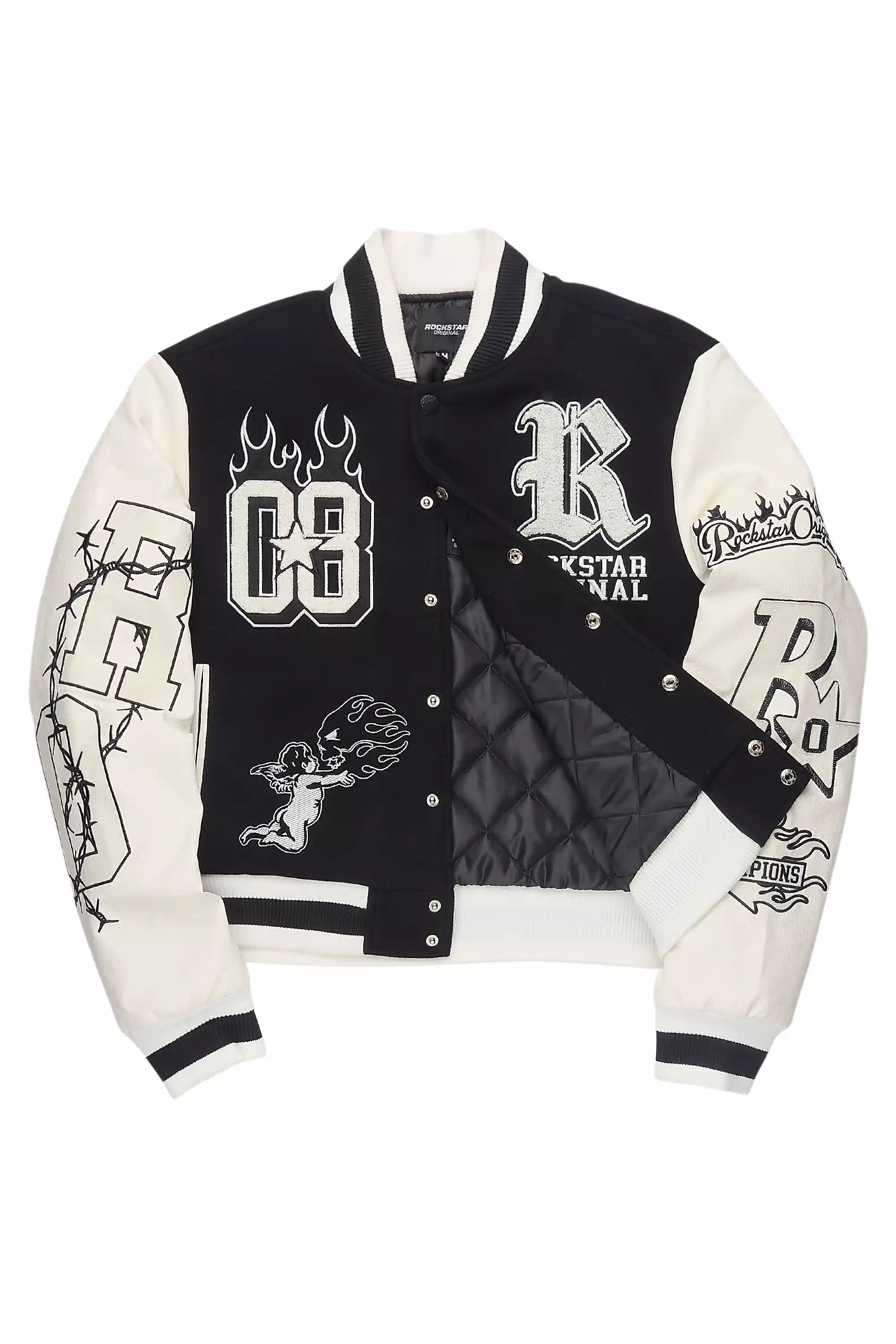 Sharray Black Oversized Varsity Jacket