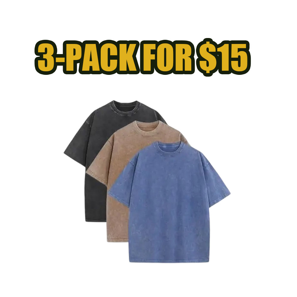 8-Pack Vintage Oversized Tees – Heavyweight Cotton Acid Wash Streetwear Set