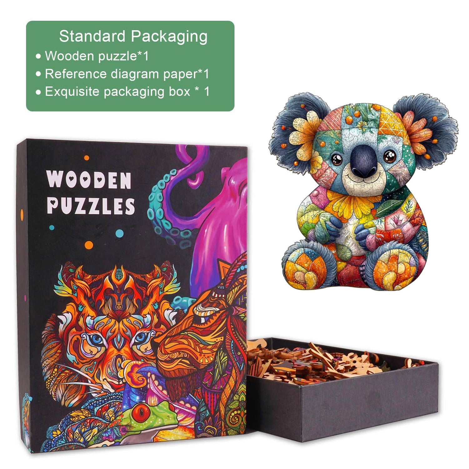 Patchwork Koala Wooden Jigsaw Puzzle