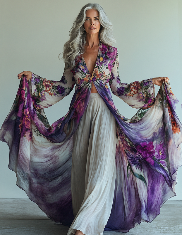 Spring and summer loose and comfortable contrasting floral dress 3e50