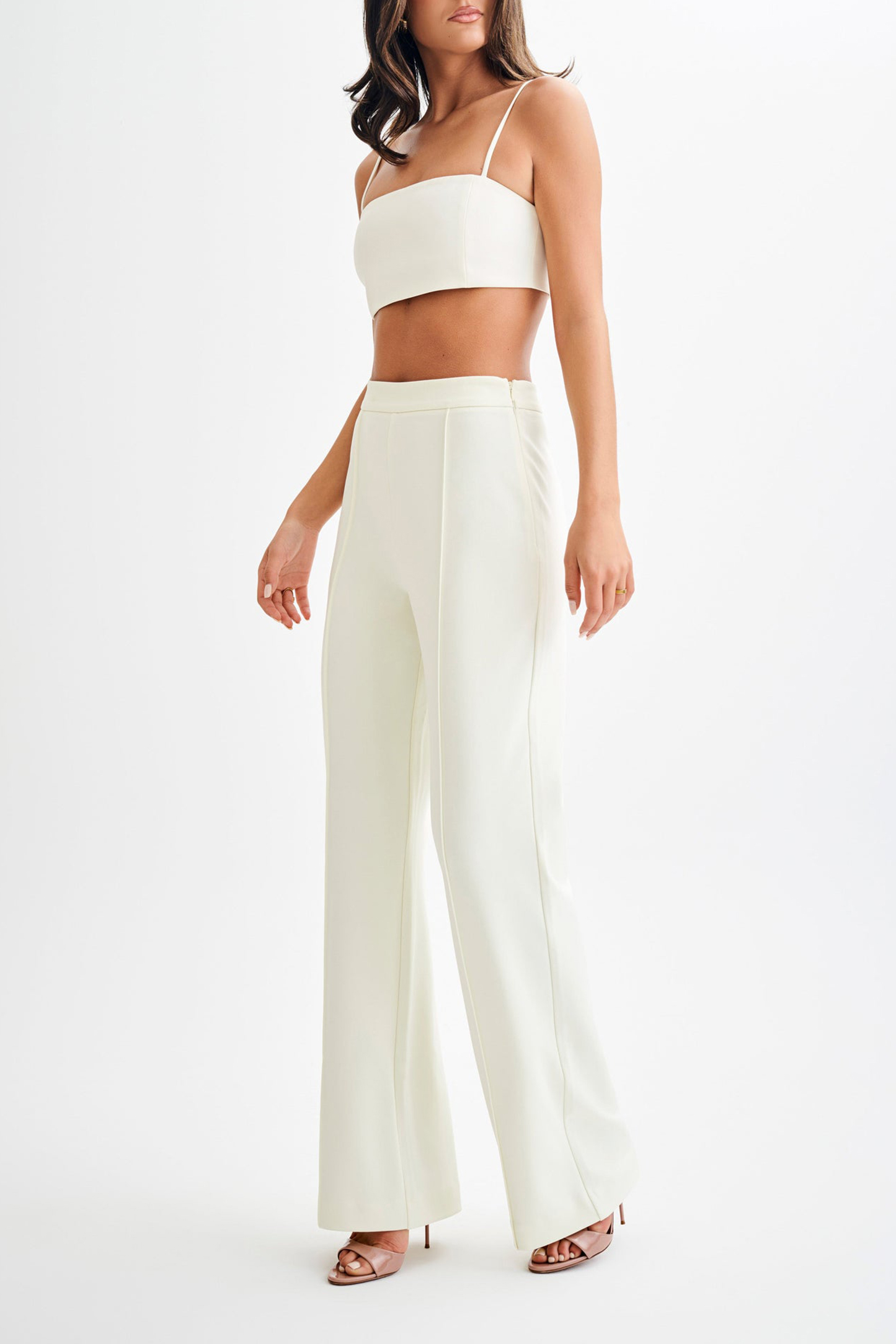 Slight Stretch Pleated Wide Leg Pants