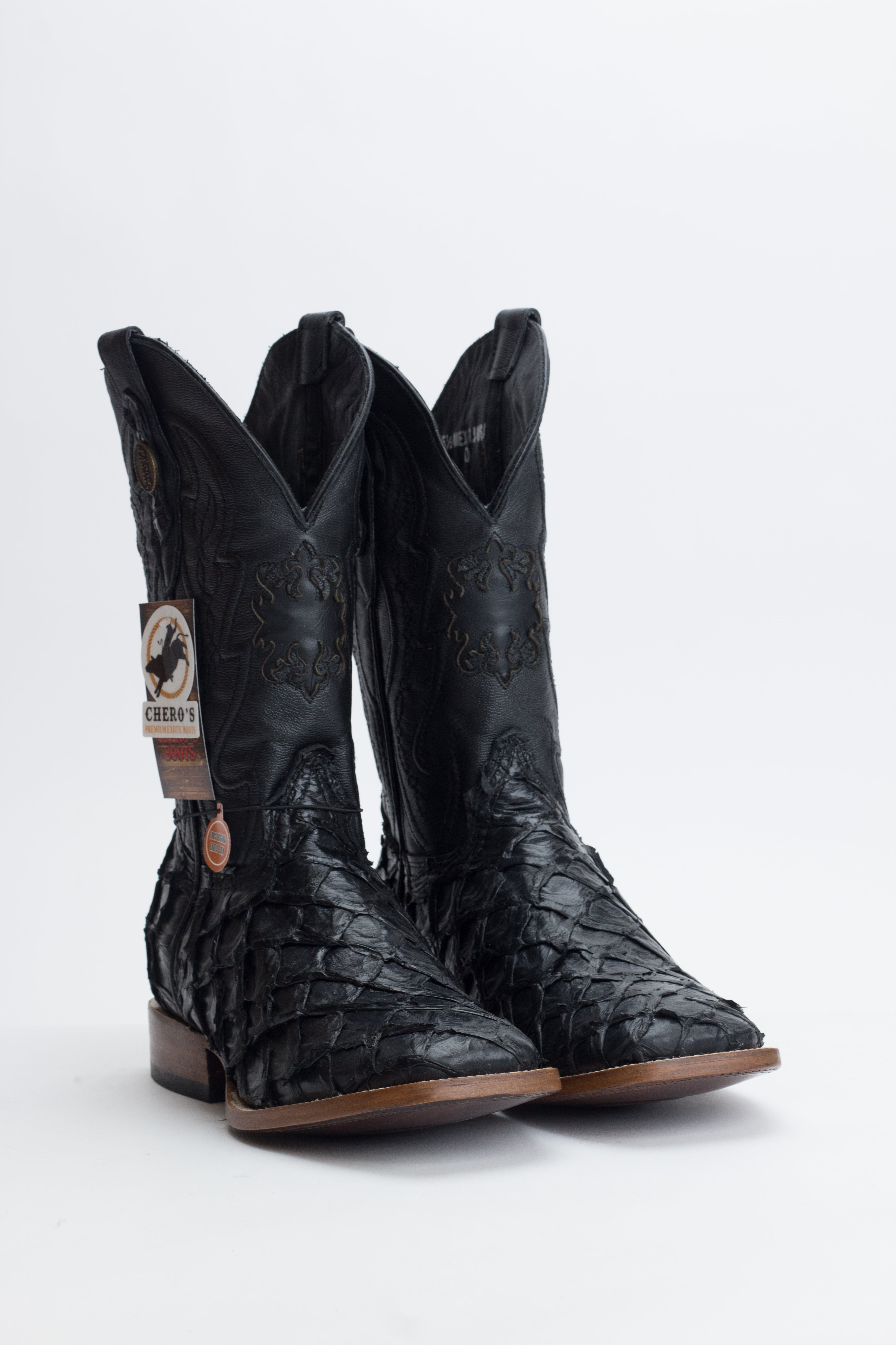 Chero's Premium Exotic Pirarucu Gloss Black Clearance Sale 70%OFF