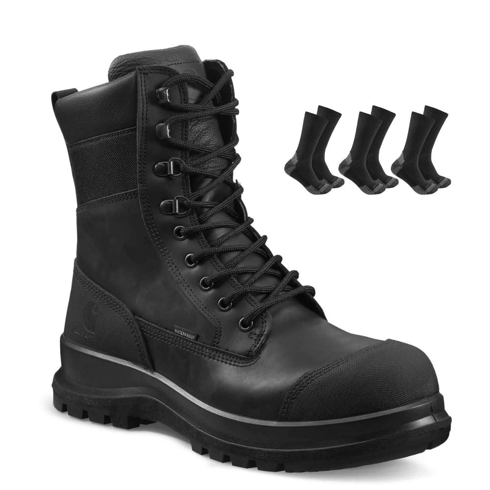 CHT Special Offer Detroit 8 Inch Work Boots F702905 Pack - Detroit S3 Waterproof Composite Safety Toe High Leg Work Boots + 3 Pack CHT Socks