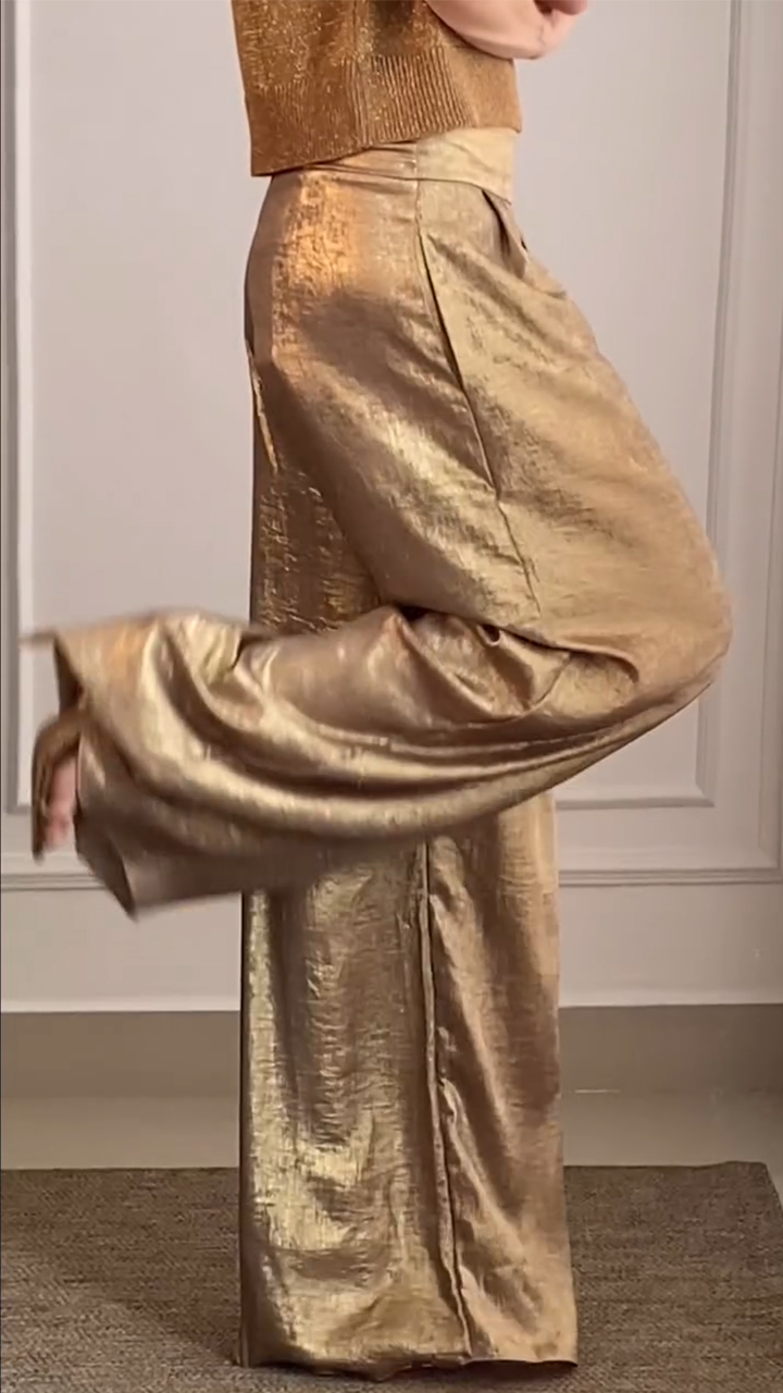 Women's V-neck Knitted Top + Wide-leg Pants Casual Suit