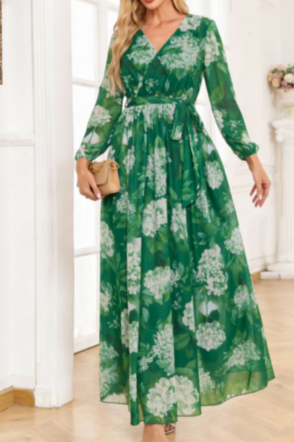 Floral Print Long Sleeve Maxi Dress