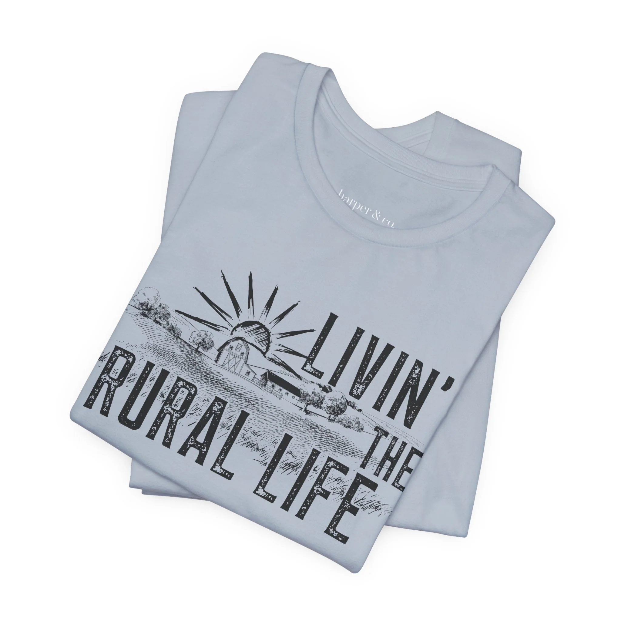 Living the Rural Life (black graphic) Bella Canvas Unisex Jersey T-Shirt - Multiple Colors