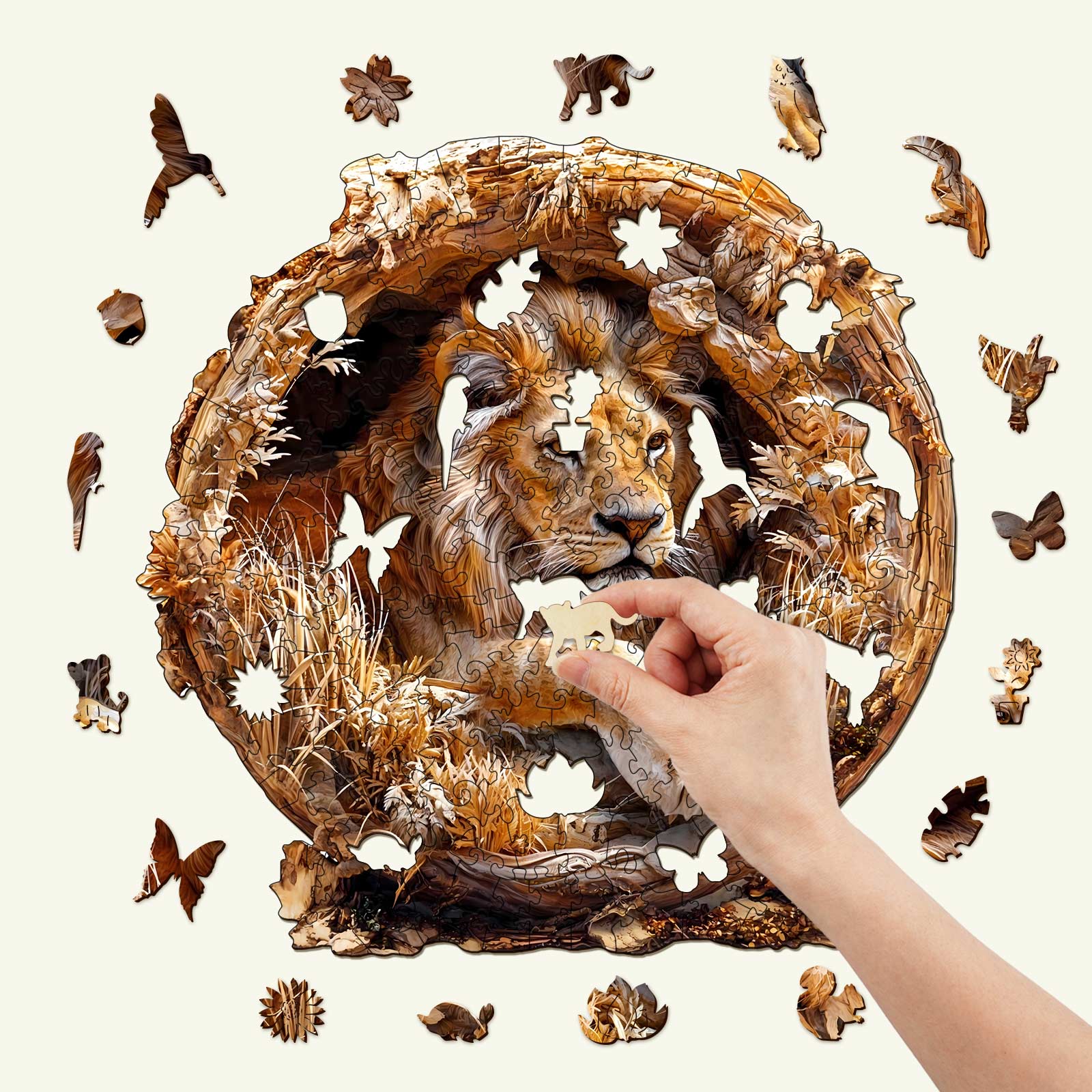 Lion In Cave Wooden Jigsaw Puzzle