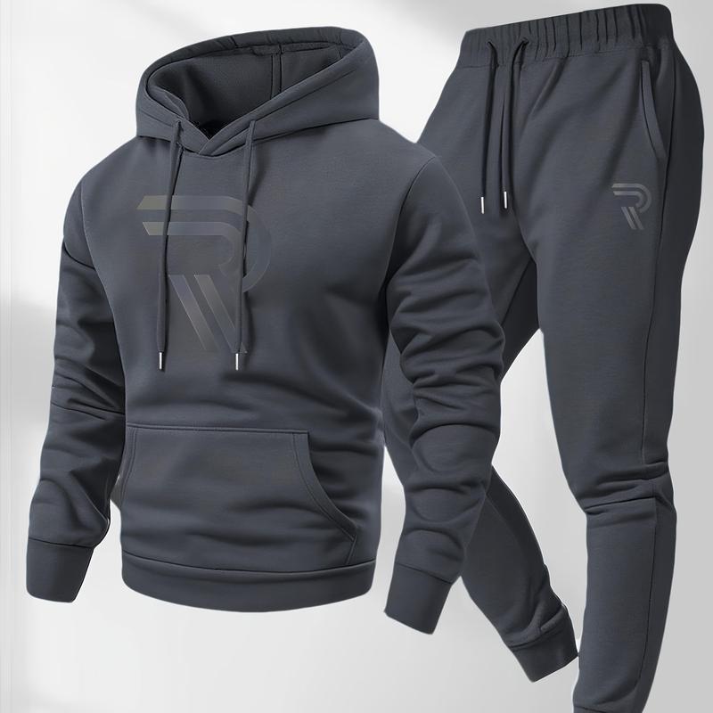 Men's sports two-piece hooded sweatshirt and pants set