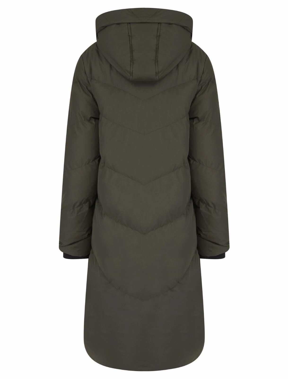 Womens Ladies Long Quilted Padded Winter Coat Hooded Puffer Jacket Zip Pockets