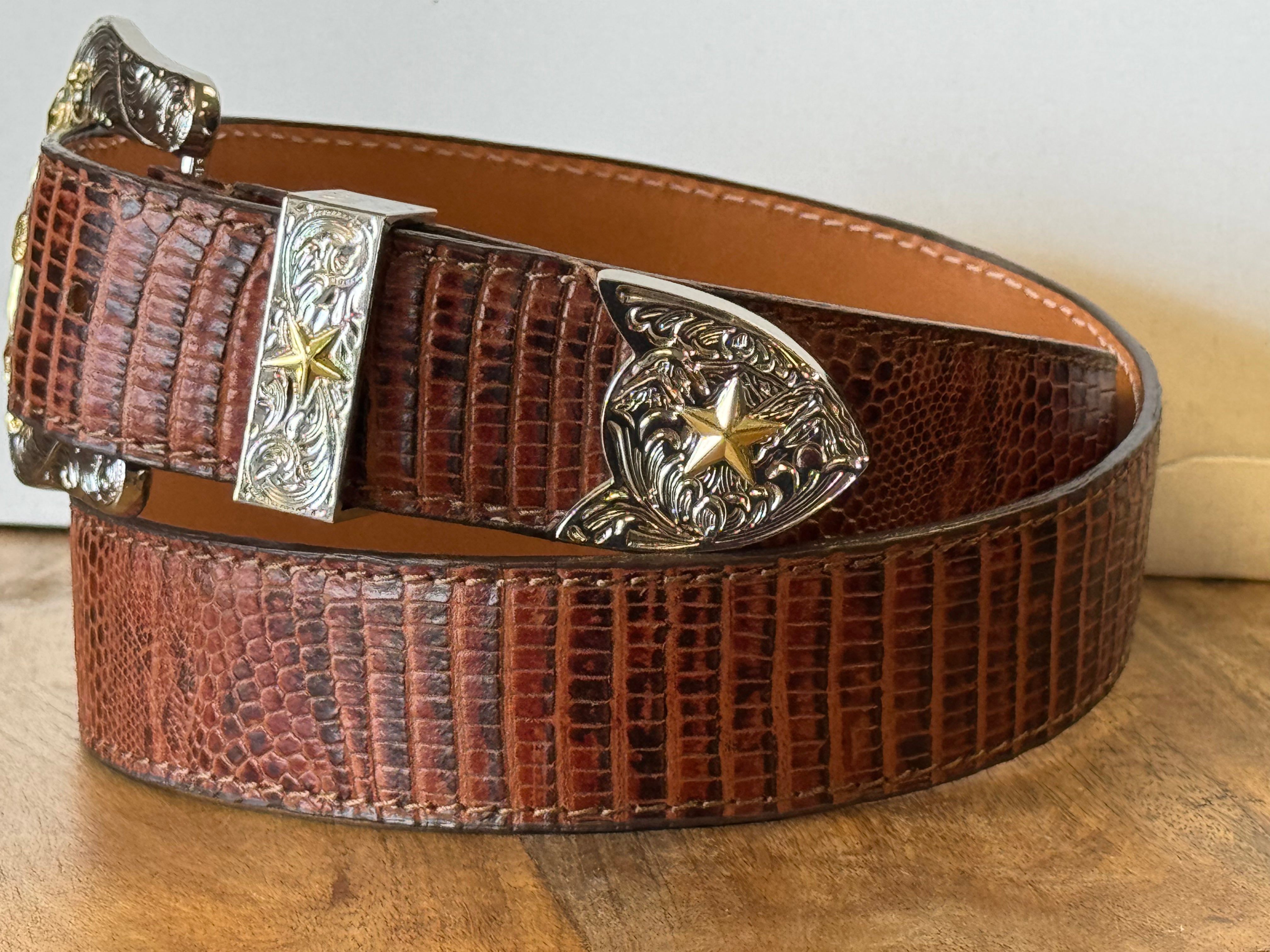 Coñac Lizard Leather Belt