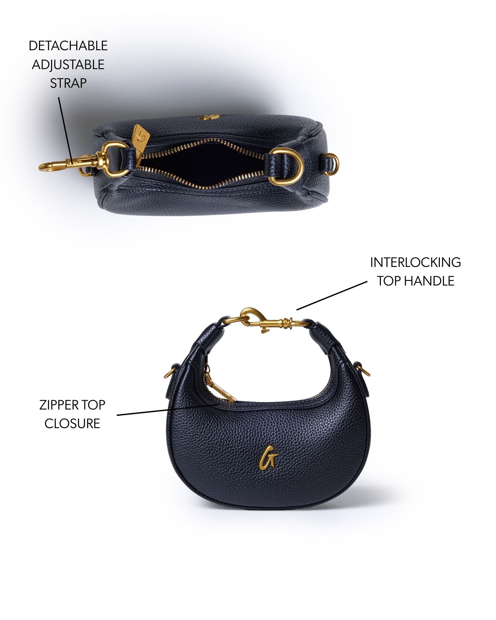 NANO PEBBLE HOBO BAG - BLACK