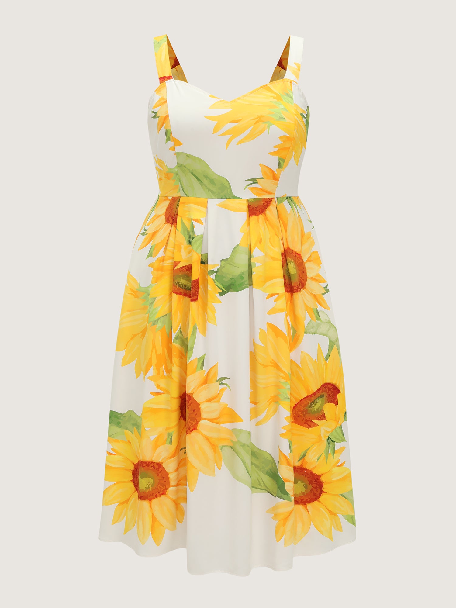 Sunkissed Sunflower Print Shirred Maxi Dress