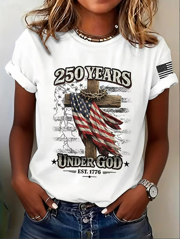 Women's Short Sleeve T-shirt Summer White Text Letters Printing Jersey Crew Neck Daily Going Out Casual Top