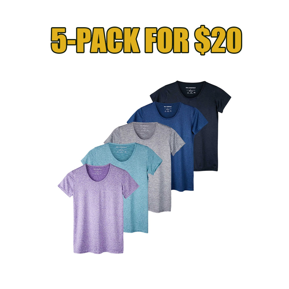 Women’s 10-Pack Dry‑Fit Stretch Crew Neck Athletic T‑Shirts (Plus Size Friendly)