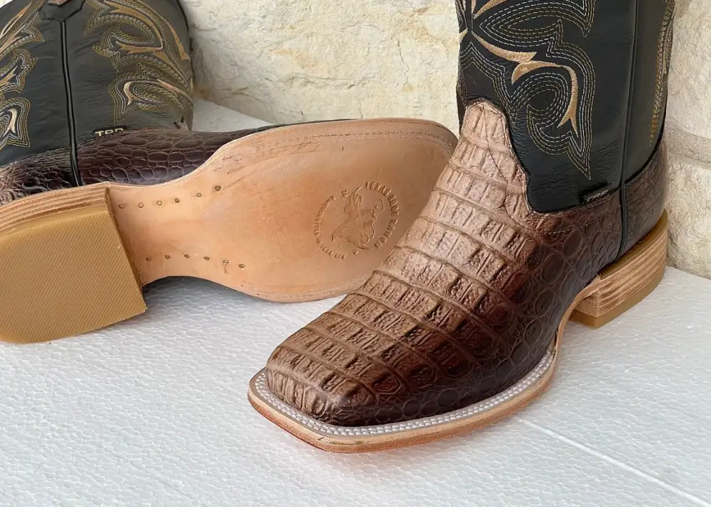 Men’s Ombré Caimán Horn-Back Leather Boots With Brown Shaft