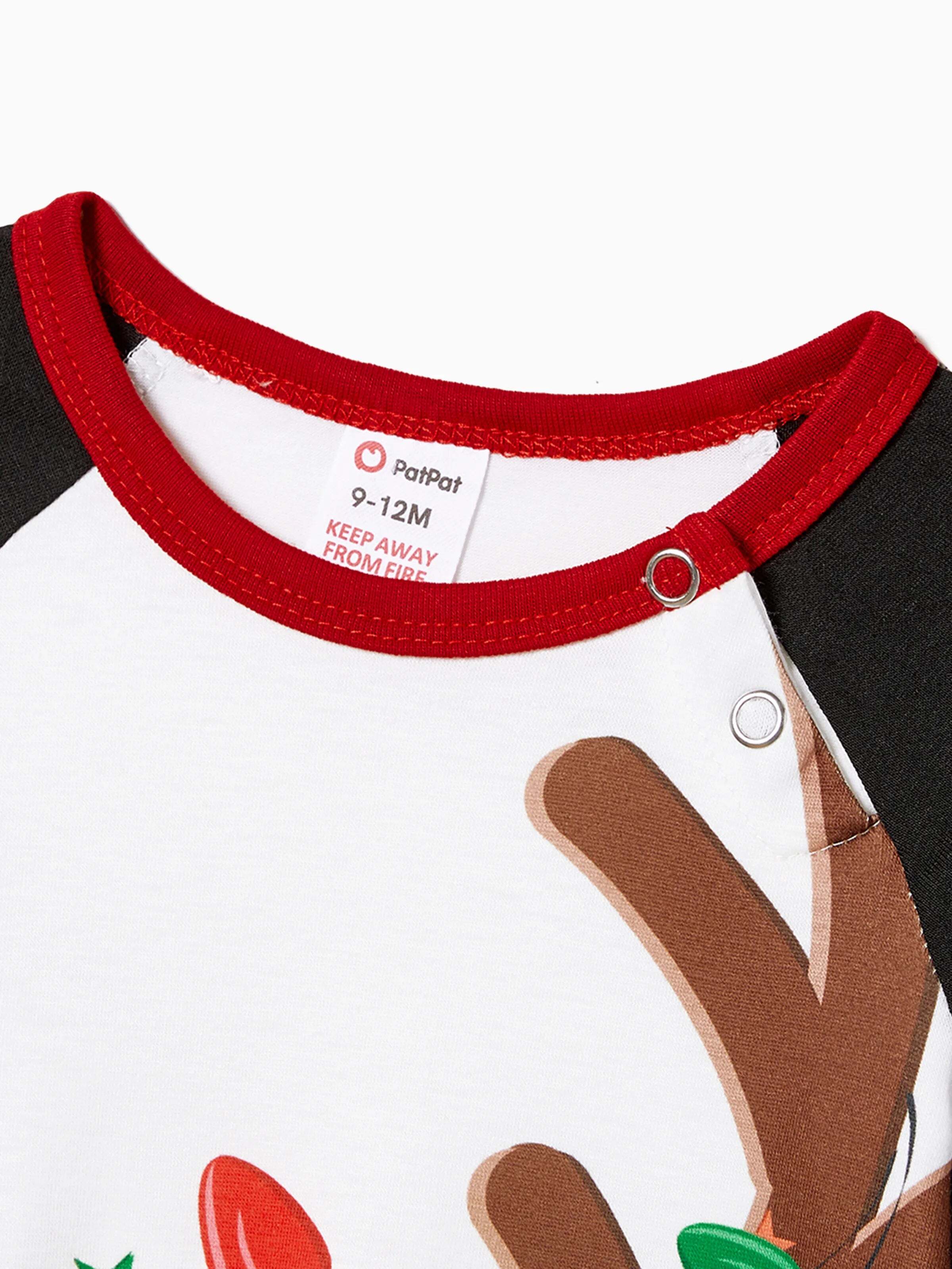 Christmas Reindeer Print Family Matching Pajamas Sets with Christmas Socks Black