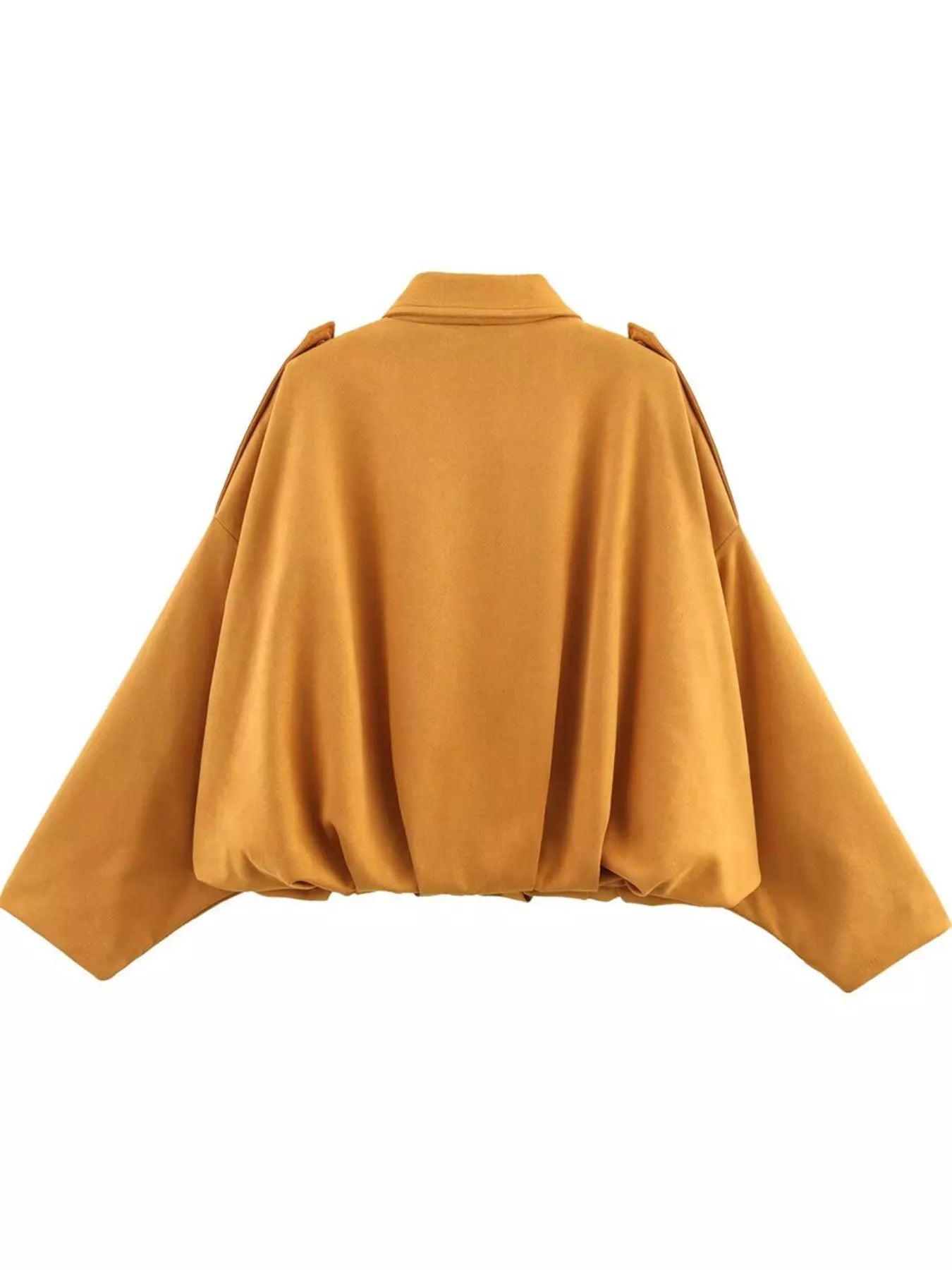 Collared Neck Dropped Shoulder Jacket