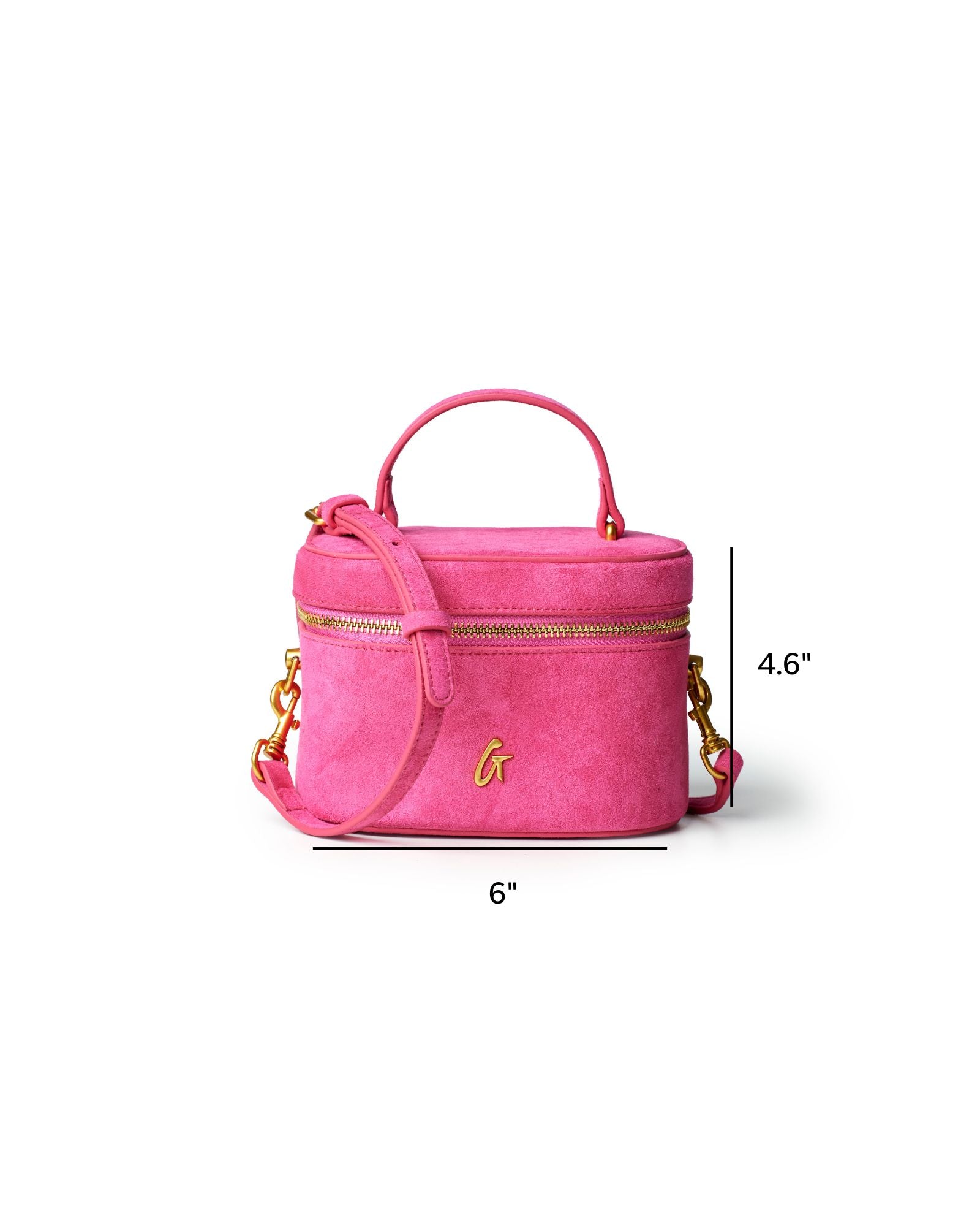 MINI SUEDE VANITY BAG - HOT PINK