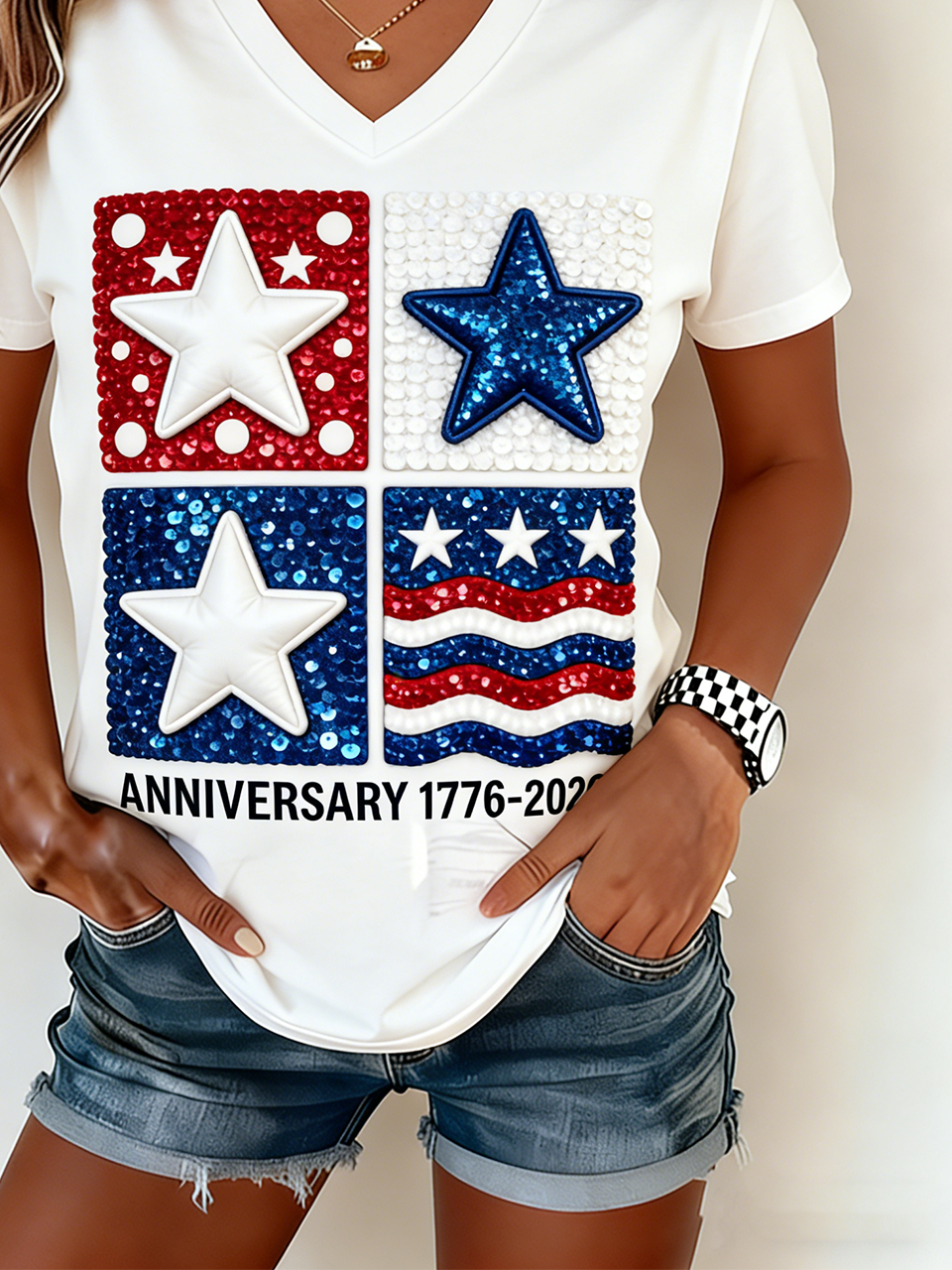 Cotton Letter Pattern Elegant T-Shirt