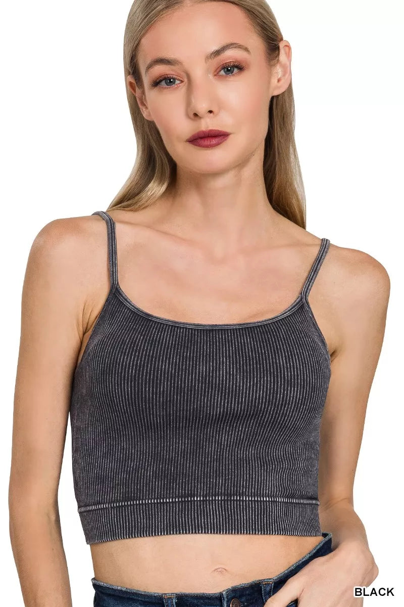 Zenana Stone Washed Ribbed Seamless Tank Top