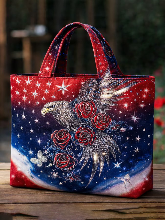US 250th Anniversary Floral Art Casual Quilted Tote Bag