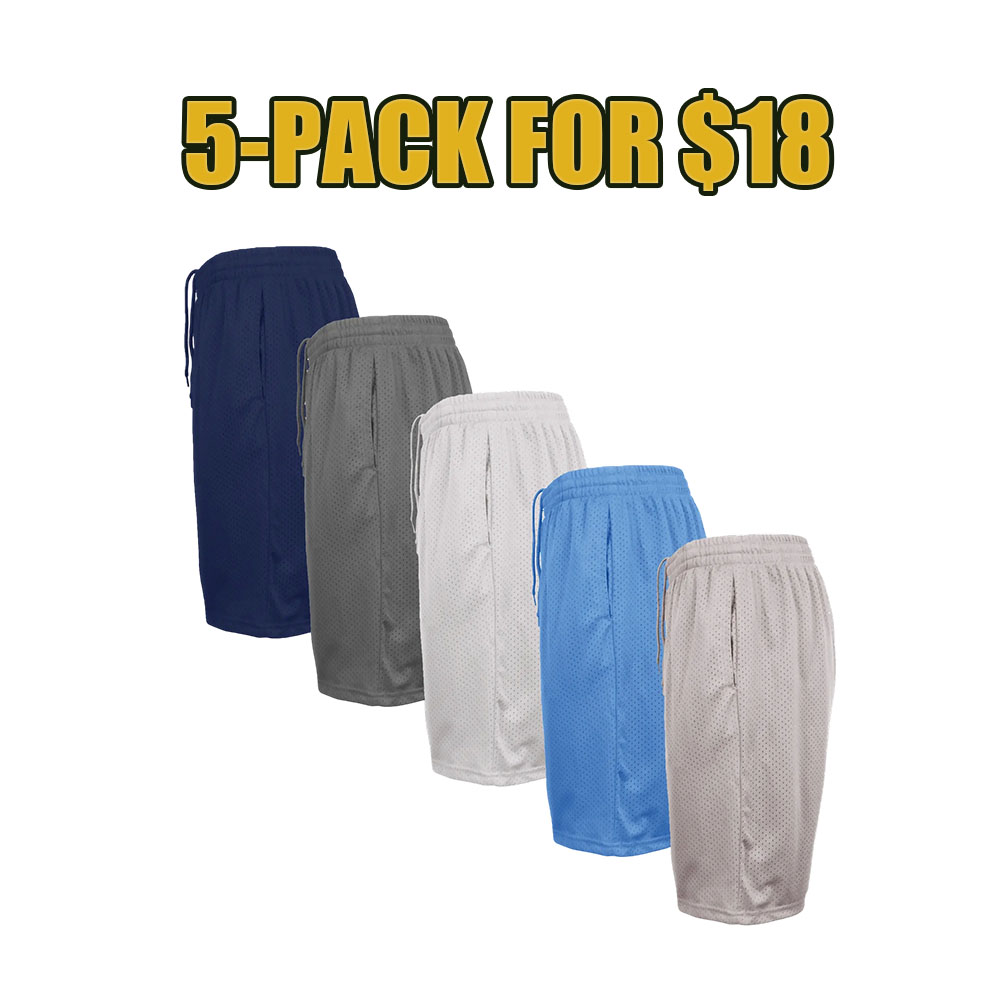 Men’s 5/10-Pack Performance Mesh Active Shorts