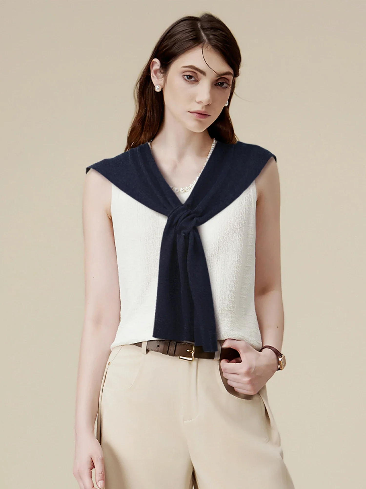 Women's 100% Lyocell Knitted Knotted Shawl Wraps Detachable False Collar